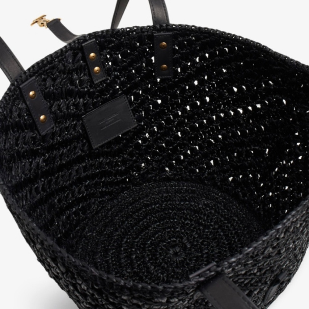 SAINT LAURENT Panier monogram YSL logo raffia tote bag - Picture 3 of 4